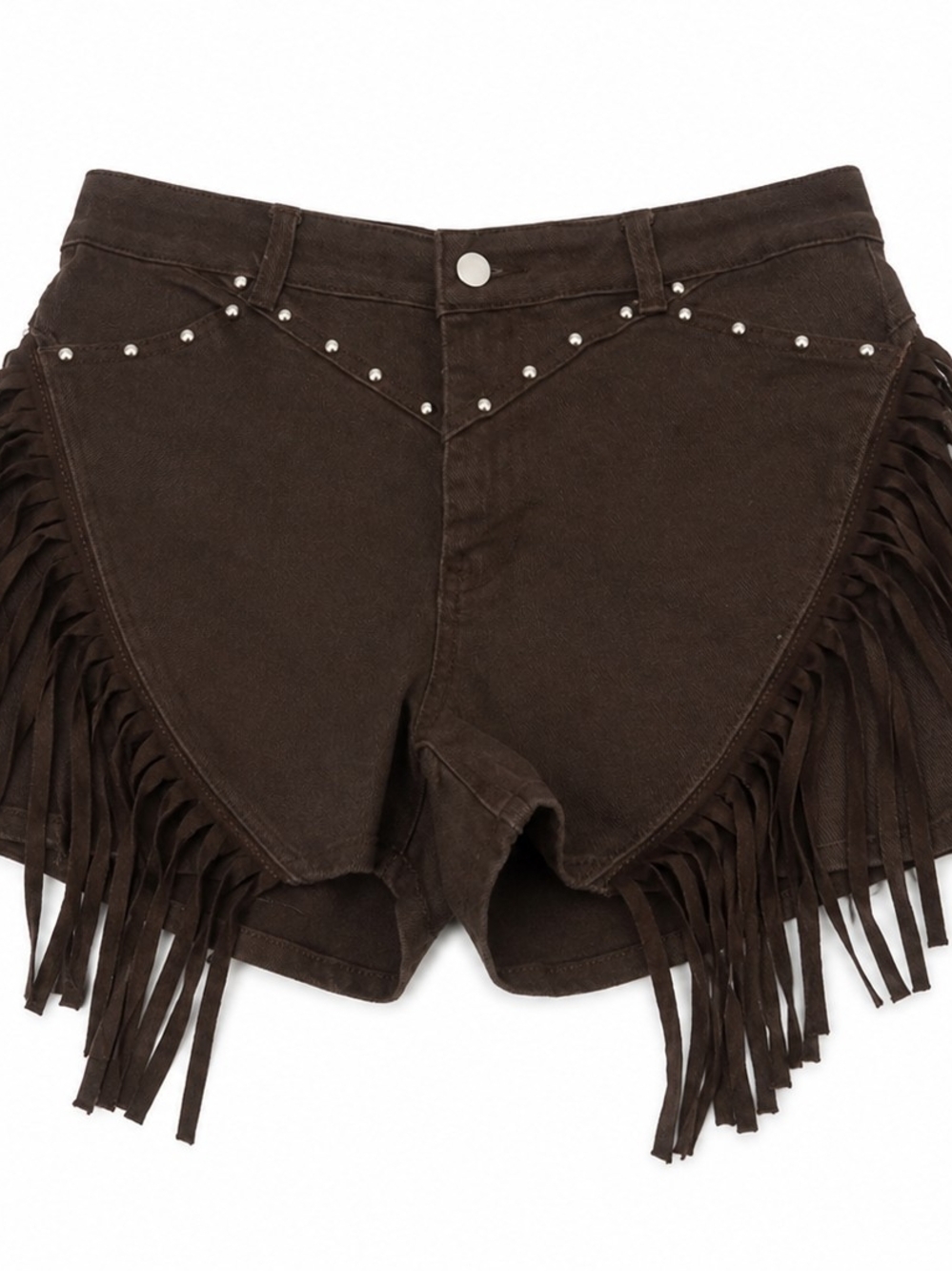 MUY MUY Brown Fringe Western Shorts